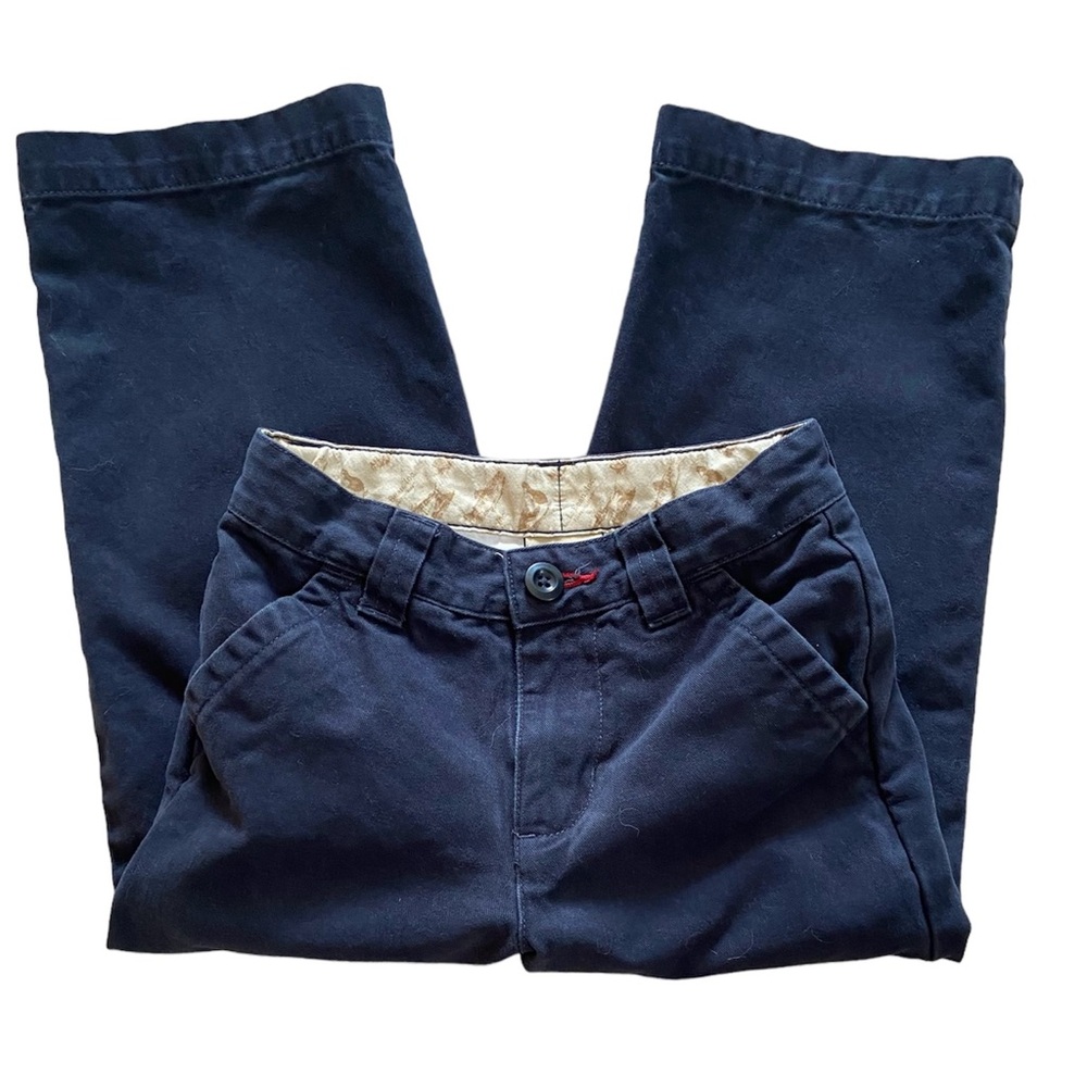 L.L.Bean Boys Cotton Khakis Chinos Navy Blue Super Soft Adjustable Waist Size 4